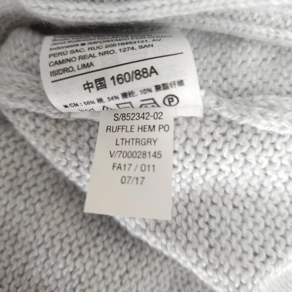 Old Navy Peplum Sweater Light Gray Ruffle Hem Long Sleeve Pullover Knit - Picture 7 of 7